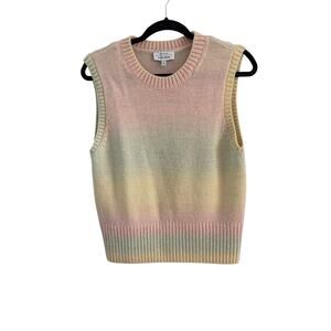 & Other Stories Paris Atelier Pastel Rainbow 100% Wool Knit Sweater Vest Size S